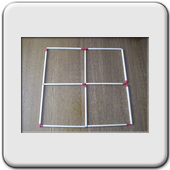 ALLUMETTES 4 CARRÉS : Depuis cette position, passer de 4 à 3 carrés en déplaçant 3 allumettes